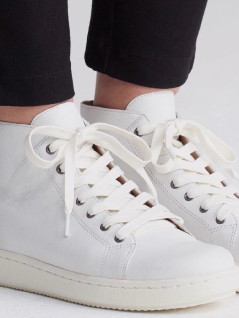 Eileen Fisher Game 2 Washed Leather High Top Sneakers White Size 7.5